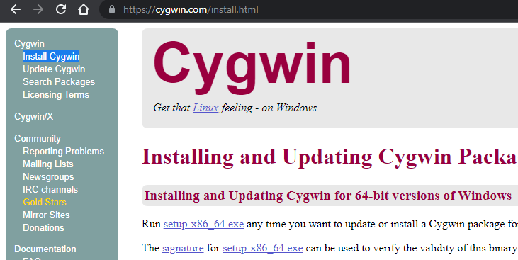 Cygwin installer download