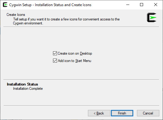 Cygwin installation complete
